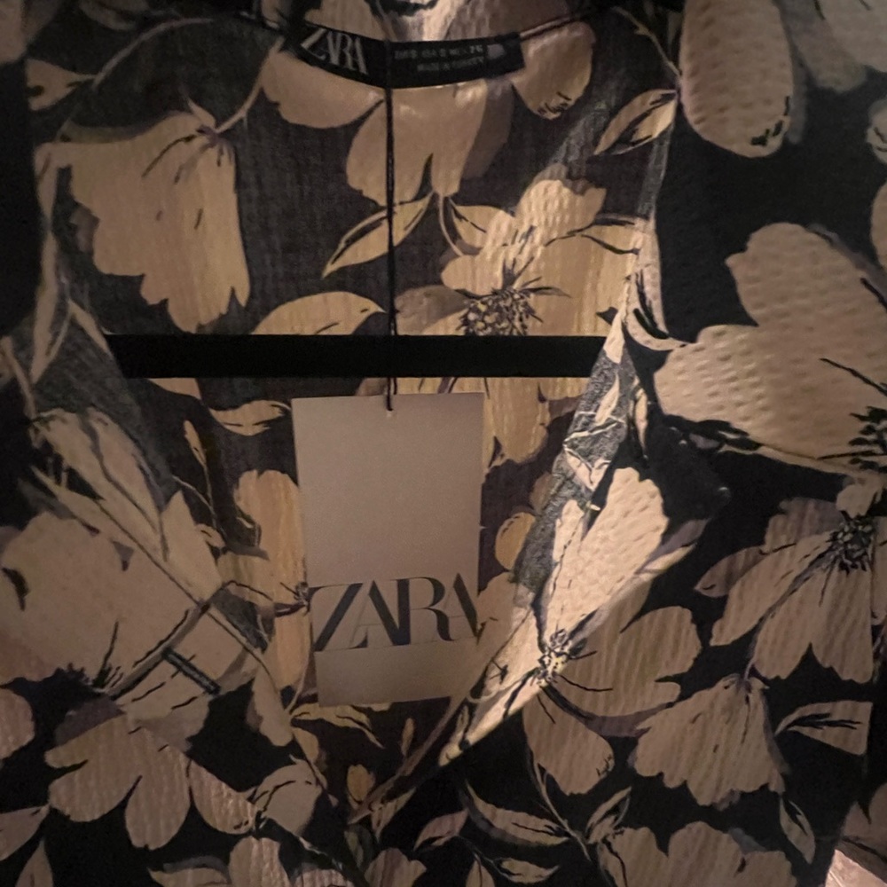 Zara black and white floral dress